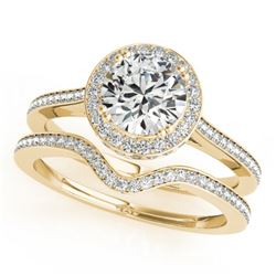 2.31 CTW Certified VS/SI Diamond 2Pc Wedding Set Solitaire Halo 14K Yellow Gold - REF-593Y8K - 30818
