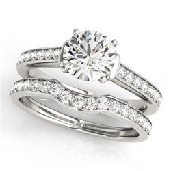 1.83 CTW Certified VS/SI Diamond Solitaire 2Pc Wedding Set 14K White Gold - REF-400K9W - 31640