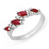 Image 1 : 0.61 CTW Ruby & Diamond Ring 18K White Gold - REF-35A3X - 12448