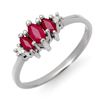Image 1 : 0.54 CTW Ruby & Diamond Ring 18K White Gold - REF-23T3M - 12306