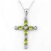 Image 1 : 2.15 CTW Peridot & Diamond Necklace 10K White Gold - REF-33W6F - 11113