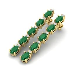 17.97 CTW Emerald & VS/SI Certified Diamond Tennis Earrings 10K Yellow Gold - REF-176T4M - 29479