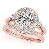 Image 1 : 1.21 CTW Certified VS/SI Diamond 2Pc Wedding Set Solitaire Halo 14K Rose Gold - REF-144W9F - 30760