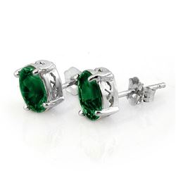 2.0 CTW Emerald Earrings 18K White Gold - REF-28H2A - 11312