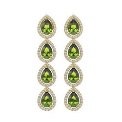 7.88 CTW Tourmaline & Diamond Halo Earrings 10K Yellow Gold - REF-178A5X - 41161