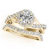 Image 1 : 1.1 CTW Certified VS/SI Diamond 2Pc Wedding Set Solitaire Halo 14K Yellow Gold - REF-142W2F - 31063