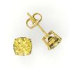 Image 2 : 3 CTW Cushion Cut Citrine Designer Solitaire Stud Earrings 18K Yellow Gold - REF-29W3F - 21739