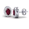 Image 2 : 1.02 CTW Ruby & Micro Pave VS/SI Diamond Earrings Halo 18K White Gold - REF-32W8F - 21191