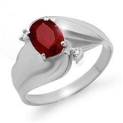 1.08 CTW Ruby & Diamond Ring 14K White Gold - REF-25K5W - 12785