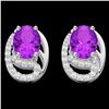 Image 1 : 2.50 Amethyst & Micro Pave VS/SI Diamond Stud Earrings 10K White Gold - REF-25N6Y - 22323