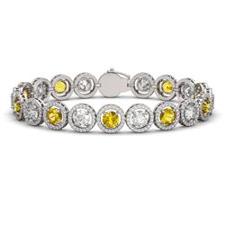 15.47 CTW Canary Yellow & White Diamond Designer Bracelet 18K White Gold - REF-2195K3W - 42689