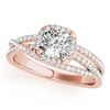 Image 2 : 1 CTW Certified VS/SI Cushion Diamond Solitaire Halo Ring 18K Rose Gold - REF-183H3A - 27091