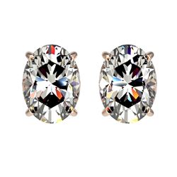 2 CTW Certified VS/SI Quality Oval Diamond Solitaire Stud Earrings 10K Rose Gold - REF-585M2H - 3309
