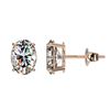 Image 2 : 2 CTW Certified VS/SI Quality Oval Diamond Solitaire Stud Earrings 10K Rose Gold - REF-585M2H - 3309