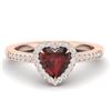Image 1 : 1.20 CTW Garnet & Micro VS/SI Diamond Ring Heart 14K Rose Gold - REF-35X3T - 21405
