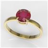 Image 2 : 2 CTW Ruby Designer Inspired Solitaire Engagement Ring 18K Yellow Gold - REF-35T3M - 22239