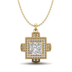 1.46 CTW Princess VS/SI Diamond Micro Pave Necklace 18K Yellow Gold - REF-418X2T - 37195