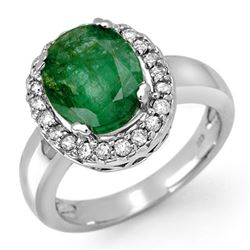 4.40 CTW Emerald & Diamond Ring 10K White Gold - REF-54A5X - 11902