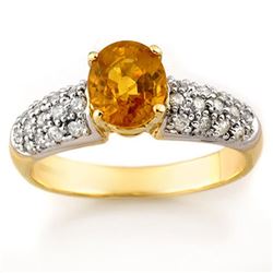 2.0 CTW Yellow Sapphire & Diamond Ring 10K Yellow Gold - REF-52H8A - 10846