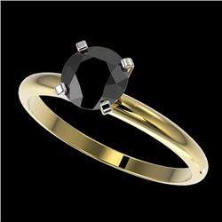 1 CTW Fancy Black VS Diamond Solitaire Engagement Ring 10K Yellow Gold - REF-32A8X - 32889