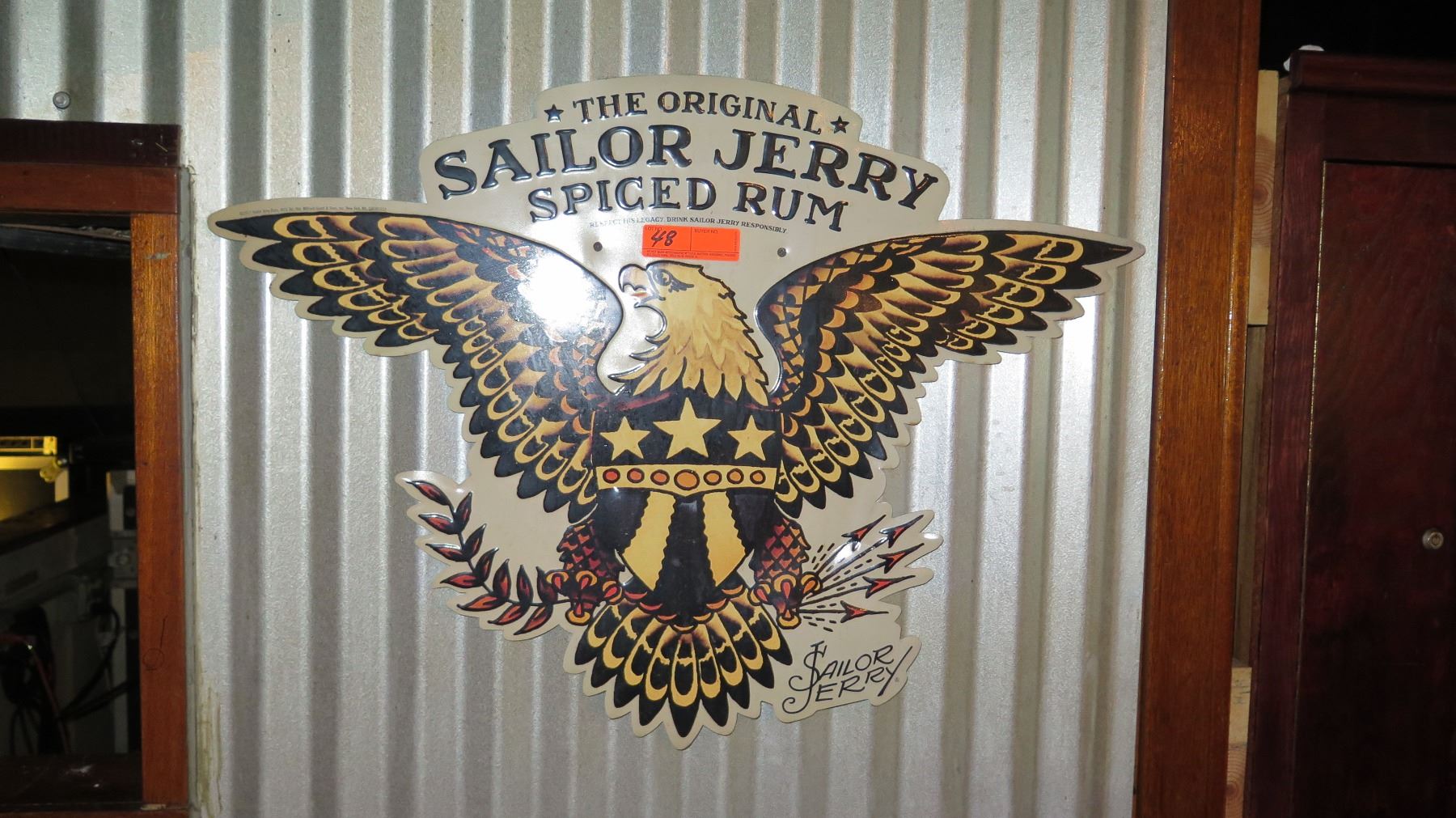 Jerry Sign Metal/Aluminum Sailor Jerry Spiced Rum Wall Sign, 32