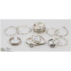 2) LOT OF 8 STERLING SILVER PUZZLE RINGS