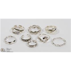 3) LOT OF 7 STERLING SILVER RINGS