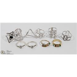 6) LOT OF 10 STERLING SILVER CUBIC ZIRCONIA RINGS