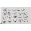 Image 1 : 9) LOT OF 19 STERLING SILVER CUBIC ZIRCONIA RINGS