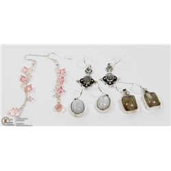 20) LOT OF 4 STERLING SILVER GEMSTONE EARRINGS