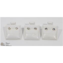 22) LOT OF 3- 14KT Y.GOLD CZ & TANZANITE EARRINGS