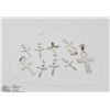 Image 1 : 24) LOT OF 10 STERLING SILVER CROSSES W/ A CHAIN