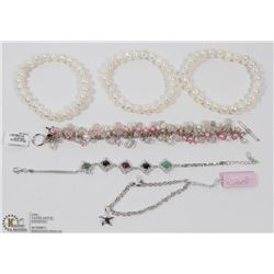 27) LOT OF 6 STERLING SILVER GEMSTONE BRACELETS