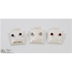 28) LOT OF 3- 10KT YELLOW GOLD GEMSTONE EARRINGS