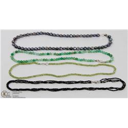 32) LOT OF STERLING SILVER GEMSTONE NECKLACES