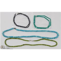 36) LOT OF 4 STERLING SILVER GEMSTONE NECKLACES