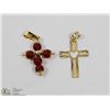 Image 1 : 42) LOT OF 2- 10KT YELLOW GOLD CROSS PENDANTS