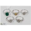 Image 1 : 46) LOT OF 5 STERLING SILVER GEMSTONE RINGS