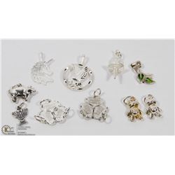 50) LOT OF 14 STERLING SILVER PENDANTS