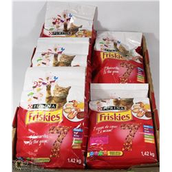 5 BAGS OF PURINA FRISKIES 1.42KG CAT FOOD.