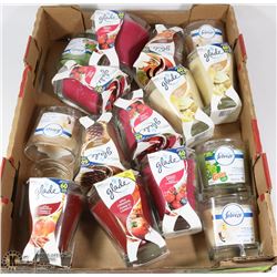 FLAT OF GLADE & FEBREZE SCENTED CANDLES.