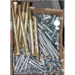 LARGE FLAT OF ASSORTED BOLTS AND NUTS