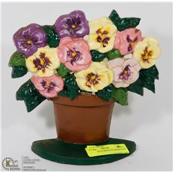 CAST IRON FLOWER POT DOOR STOP 10"X10"