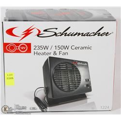 SCHUMACHER CERAMIC HEATER AND FAN