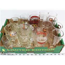 FLAT OF COLLECTIBLE A&W, MCDONALDS & COKE GLASSES