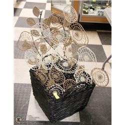 LARGE WICKER BASKET WITH WALL ART