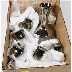 BOX W/CARAFE & 5 GLASS SET - SILVER