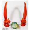 Image 1 : VINTAGE ORANGE PORCELAIN BIRDS + ORANGE SHELL