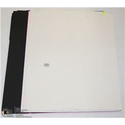 STACK OF POSTER BOARDS, BLACK, WHITE AND PINK
