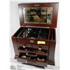 Image 1 : LARGE BROWN JEWELRY BOX W ESTATE JEWELRY INCL